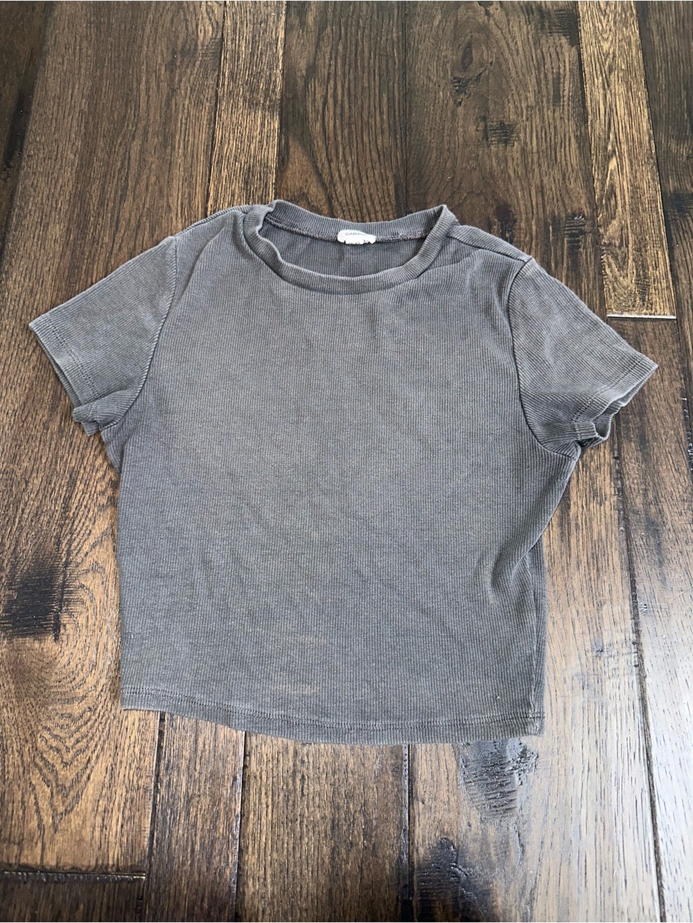 Garage Gray Ribbed Baby Tee – Size XS